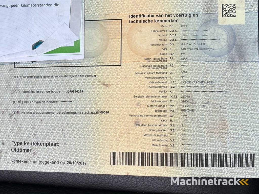 1992 JEEP Wrangler Classic Car