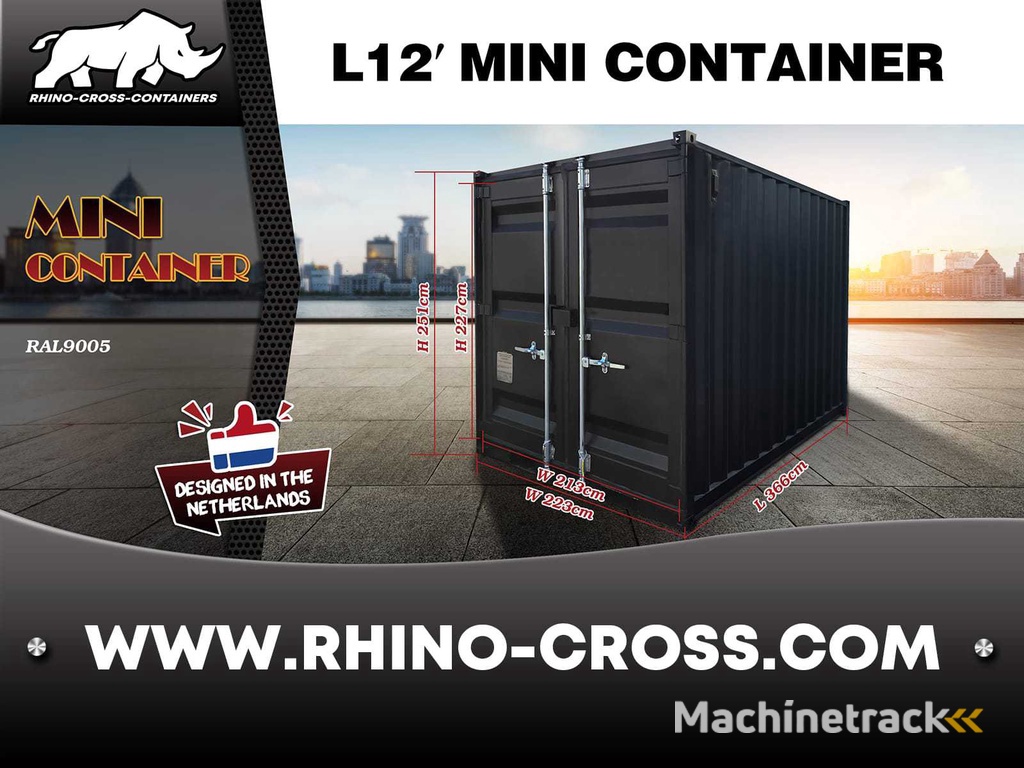2025 Rhino-Cross-Containers 12ft - Zwart Zeecontainer
