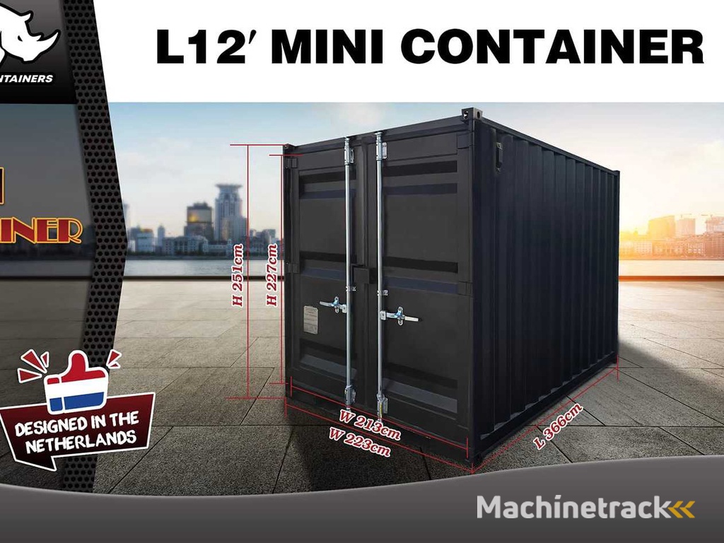 2025 Rhino-Cross-Containers 12ft - Zwart Zeecontainer