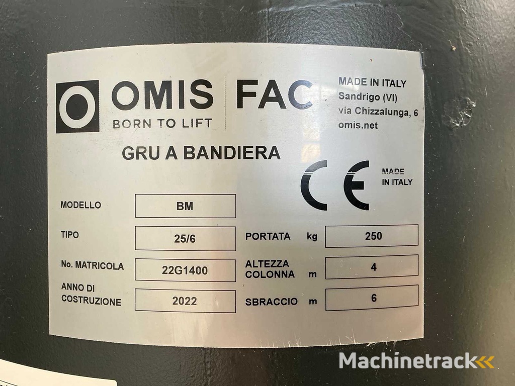 OMIS FAC BM 25/6 Koloms Jib Kraan (2022)