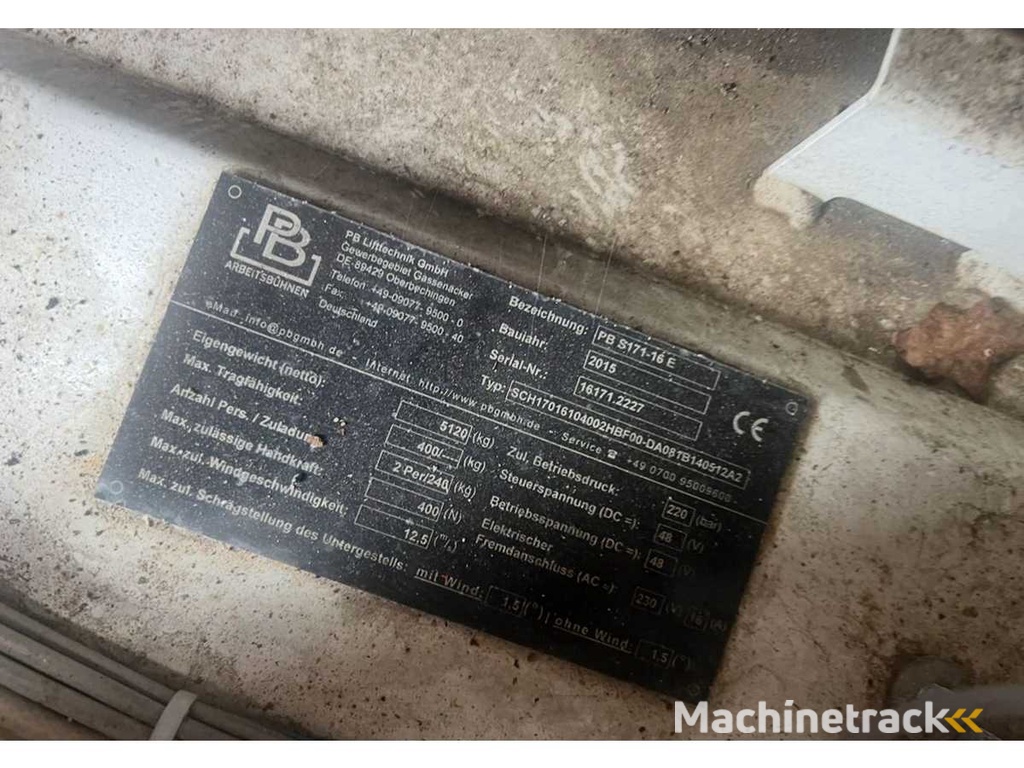 PB - S171-16 E - Hoogwerker bj 2015 met werkhoogte 17,3M