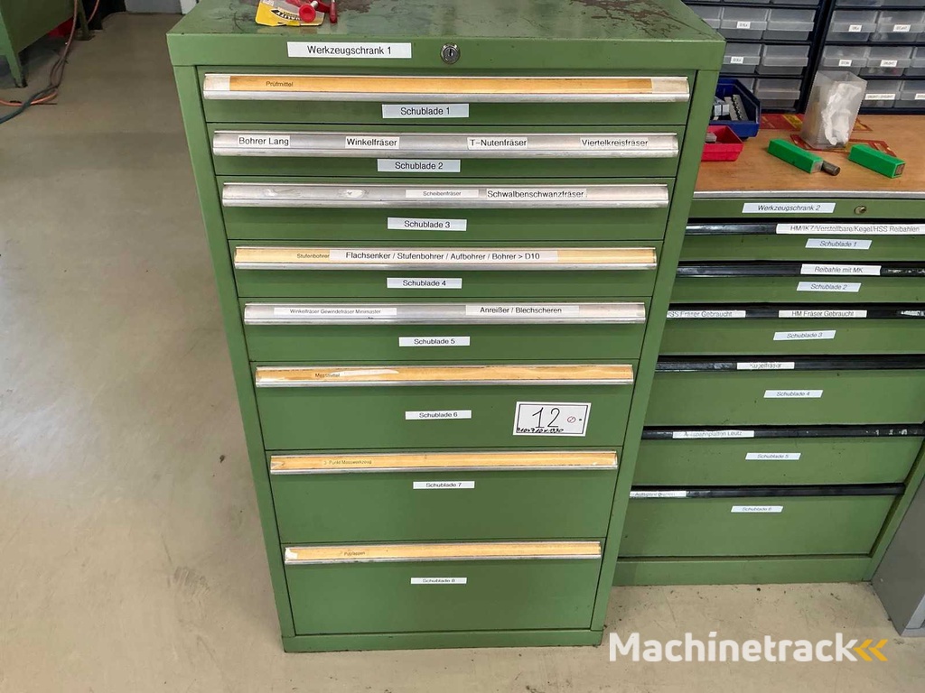 Workshop cabinet with machine tools and accessories