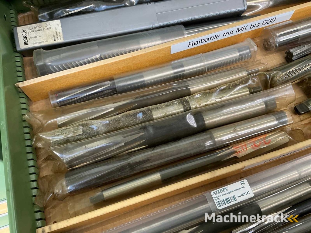 Large batch of machine tools and accessories with workshop cabinet
