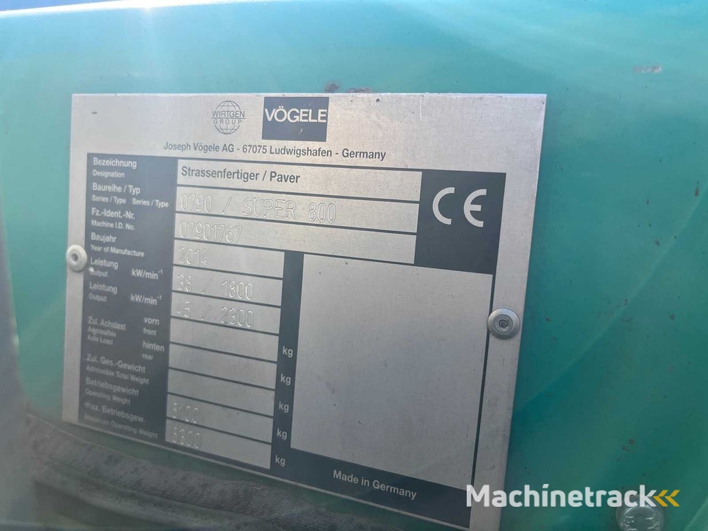 VÖGELE - SUPER 800 - Asfalteermachine - 2014