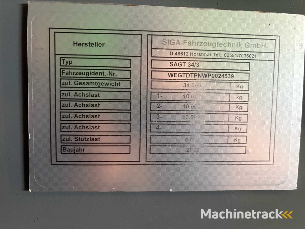 SIGA Fahrzeugtechnik SAGT 34/3 – 2023 - Aanhanger/Aanhanger