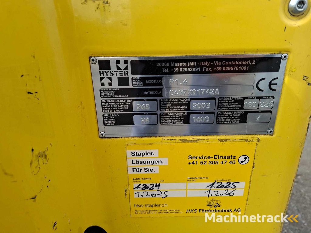 Hyster - P1.6 - 2003 - Elektrische pallettruck