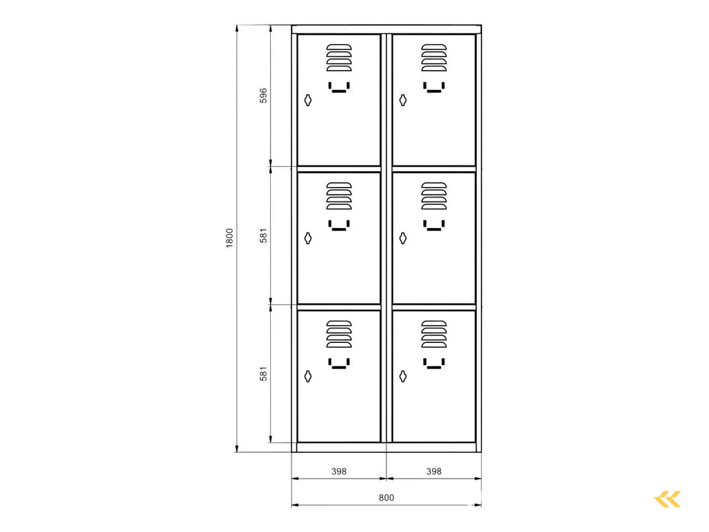 Povag Lkp-423 Lockerkast 3 deurs 2 delig