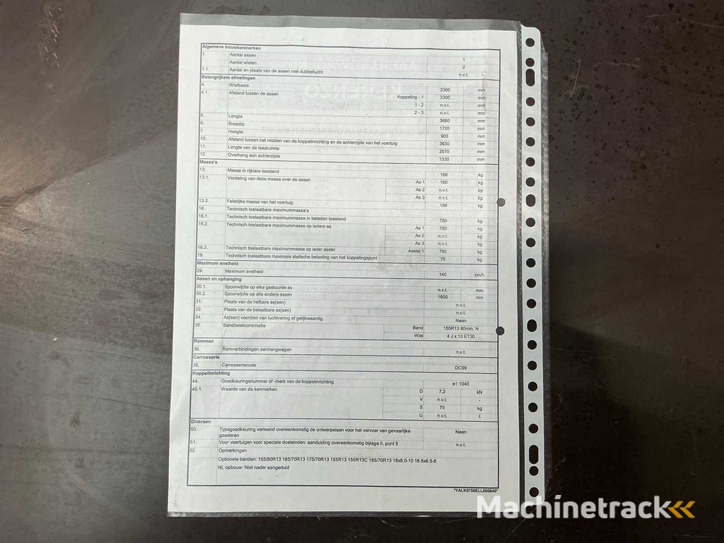 2020 KERENZO K0750E Aanhangwagen