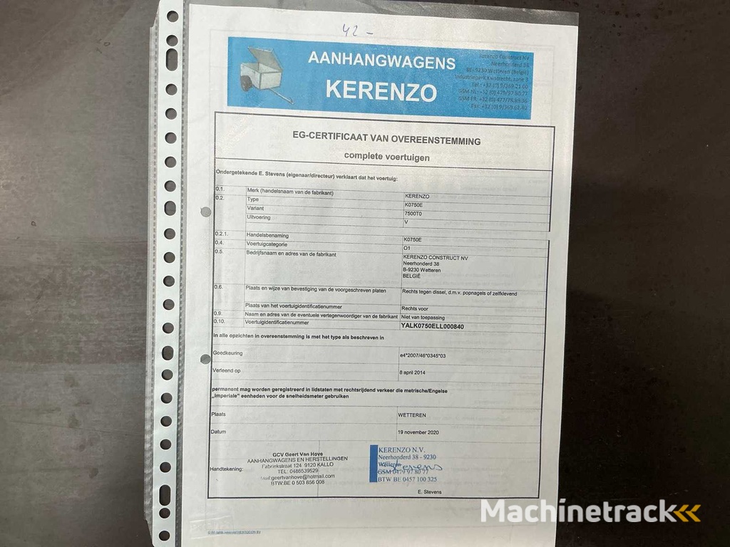 2020 KERENZO K0750E Aanhangwagen