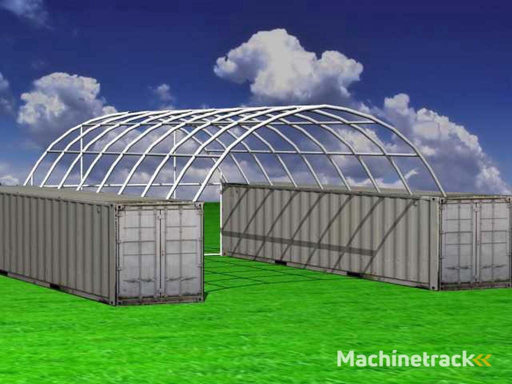 Greenland - overkapping tussen 2 containers - / container tent met achterwand 40ft