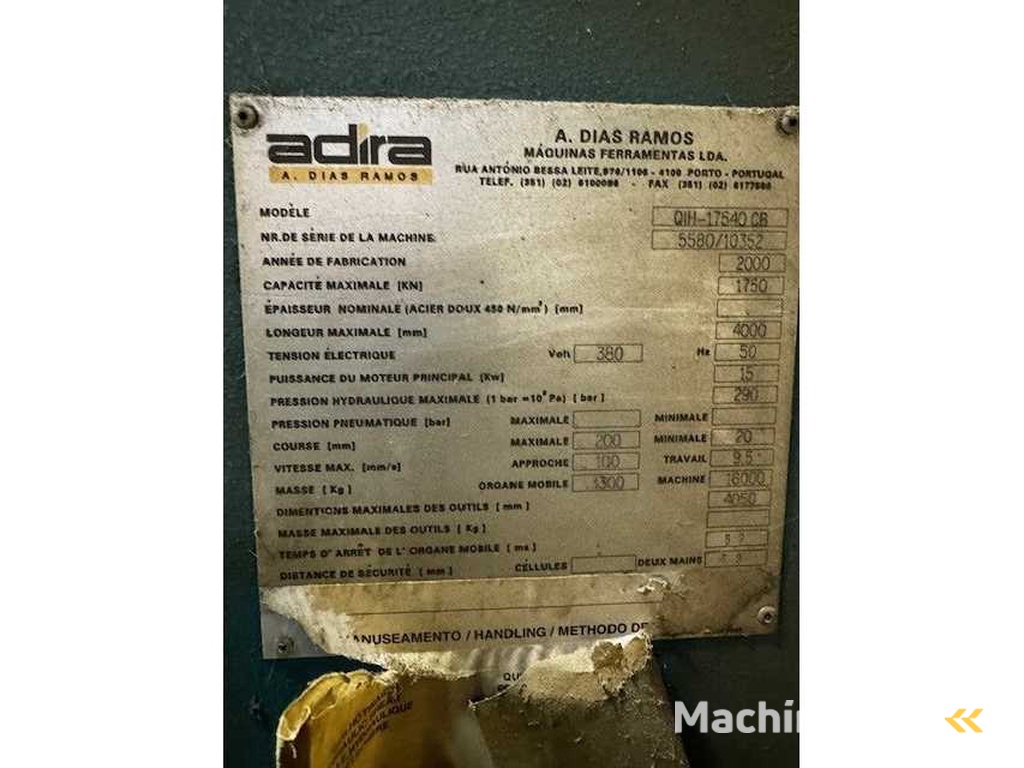 ADIRA QIH 17540CB Hydraulische kantbank