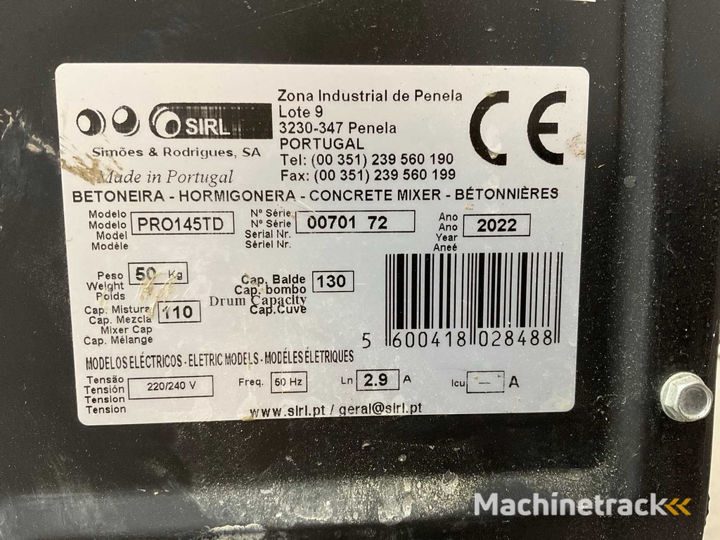 2022 Sirl PRO145TD Betonmolen