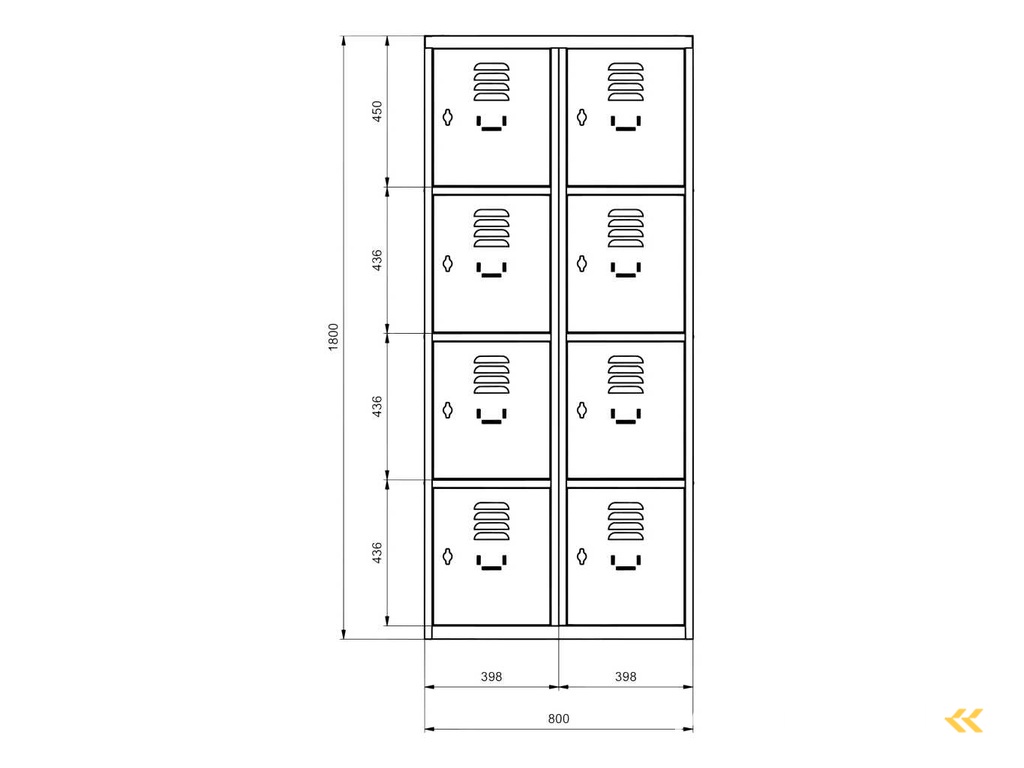 Povag Lkp-424 Lockerkast 8 deurs 2 delig
