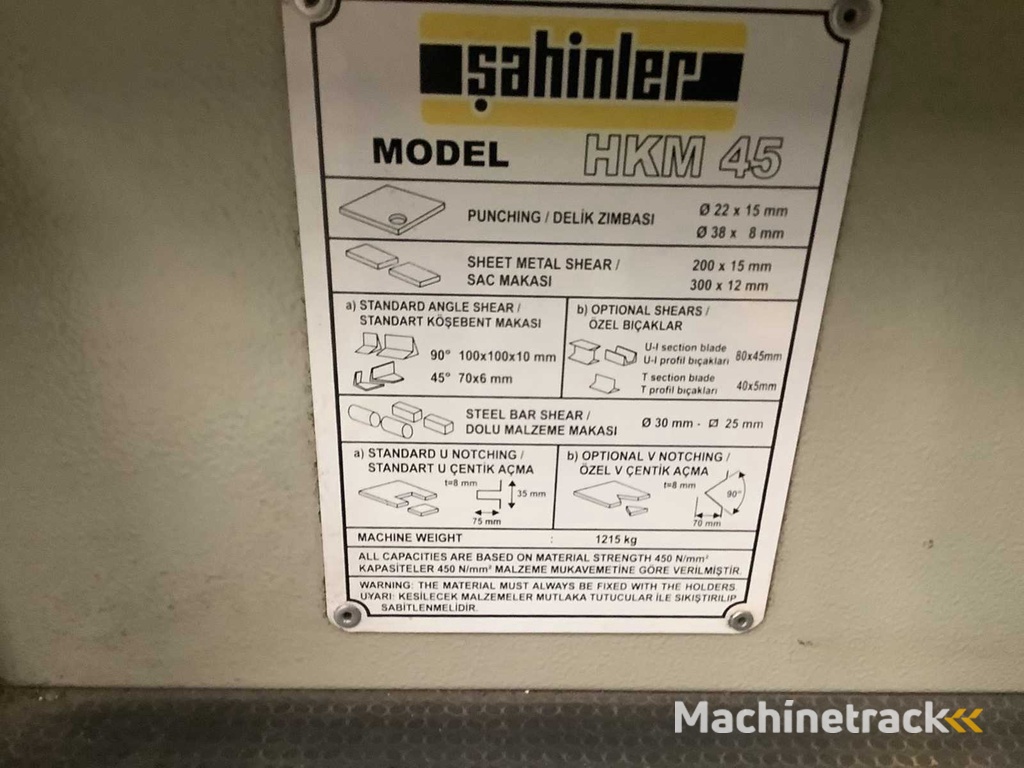 Sahinler - 2022 - Hkm 45 - Pons- en knipmachine