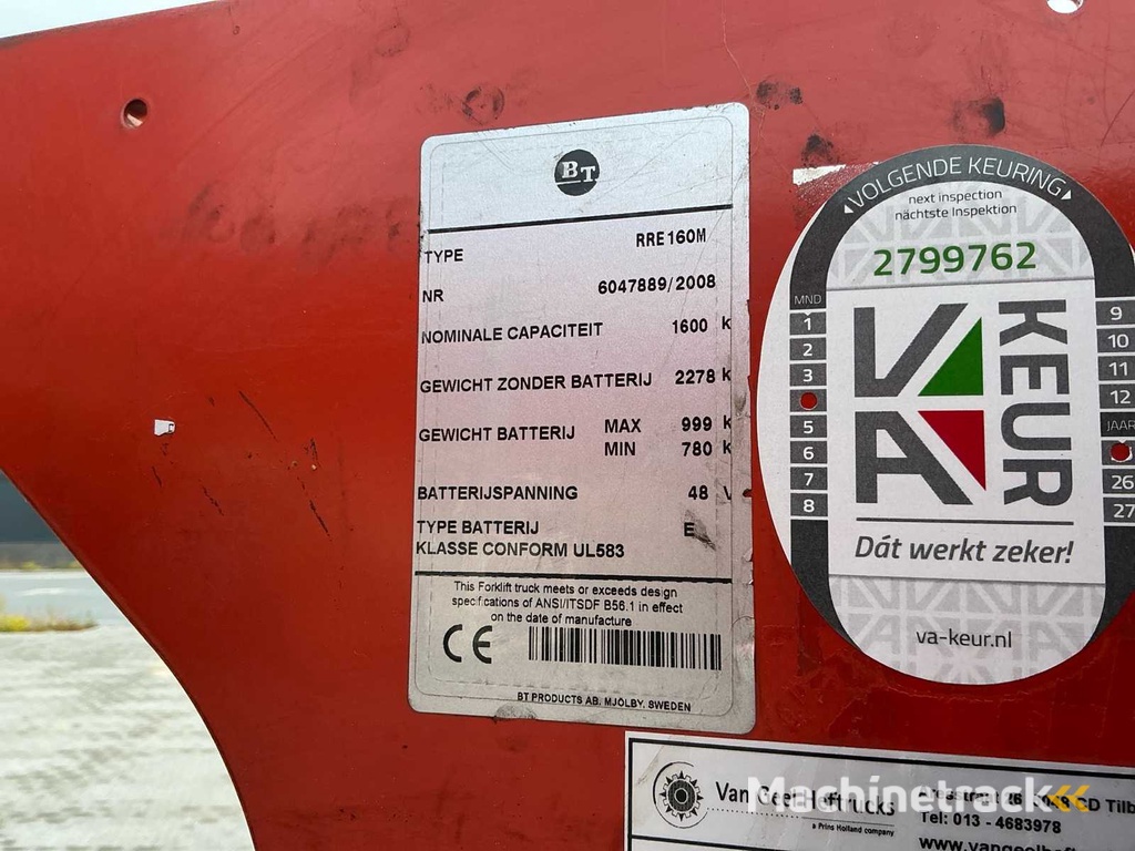 2008 BT RRE 160M Reach truck