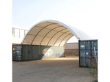 Minituur van Field Containeroverkapping / opslagshelter tussen 2 containers 6,00 x 10,00 x 3,60 meter / C33-20WB