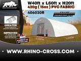 Minituur van 2025 Rhino-Cross-Shelter 406020R - 18x12,2x6,1 m Opslagtent / Opslagshelter