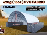 Minituur van 2025 Rhino-Cross-Shelter C4040E - 12x12x4,5 m met eind zeil Opslagtent / Opslagshelter tussen 2 containers