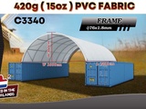 Minituur van 2025 Rhino-Cross-Shelter C3340 - 12x10x3,6 m Opslagtent / Opslagshelter tussen 2 containers