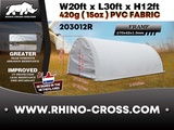 Minituur van 2025 Rhino-Cross-Shelter 203012R - 9,15x6,1x3,66 m Opslagtent / Opslagshelter