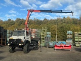 Miniaturansicht von Mercedes-benz Unimog U2150L aus dem Baujahr 2002 mit Palfinger PK 9501 Kran und Hubarbeitsbühne