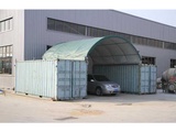 Minituur van 2024 Stahlworks 20ft 6x6 meter met eind zeil Shelter overkapping / tent tussen 2 containers