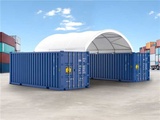 Minituur van 2024 Stahlworks 20ft 6x6 meter Shelter overkapping / tent tussen 2 containers