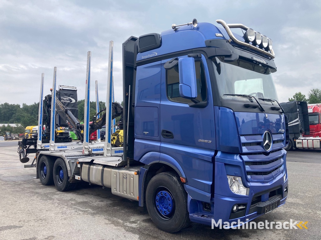 Mercedes-Benz ACTROS 2663 EURO 6 + 6x4 + FULL AIR + RETARDER + LOGLIFT CRANE