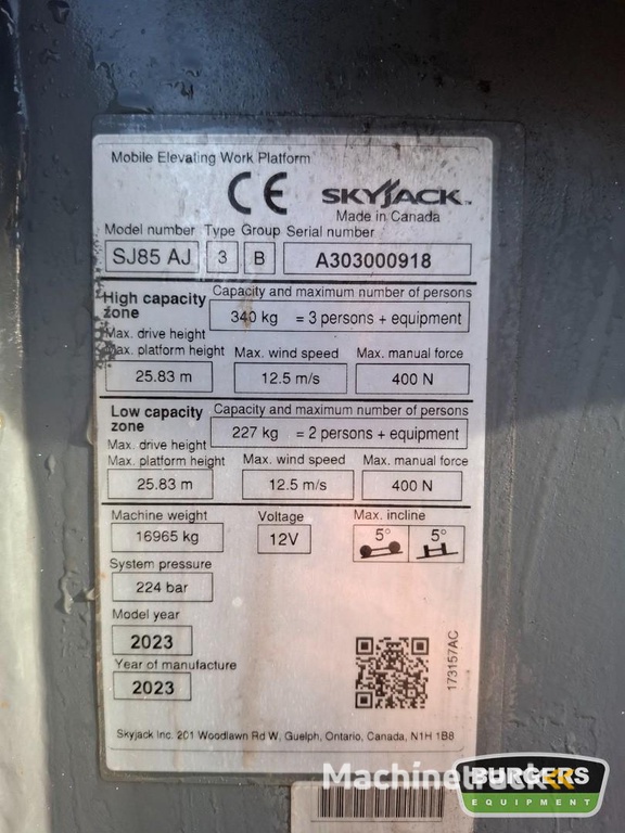 Skyjack SJ85 AJ BE2903