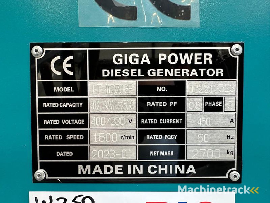 nc LT-W250GF 312.5 kVA silent generator