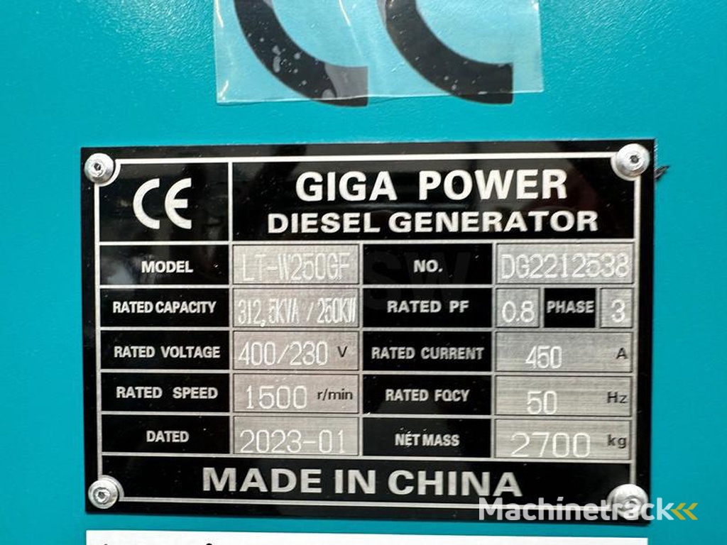 nc LT-W250GF 312.5 kVA silent generator