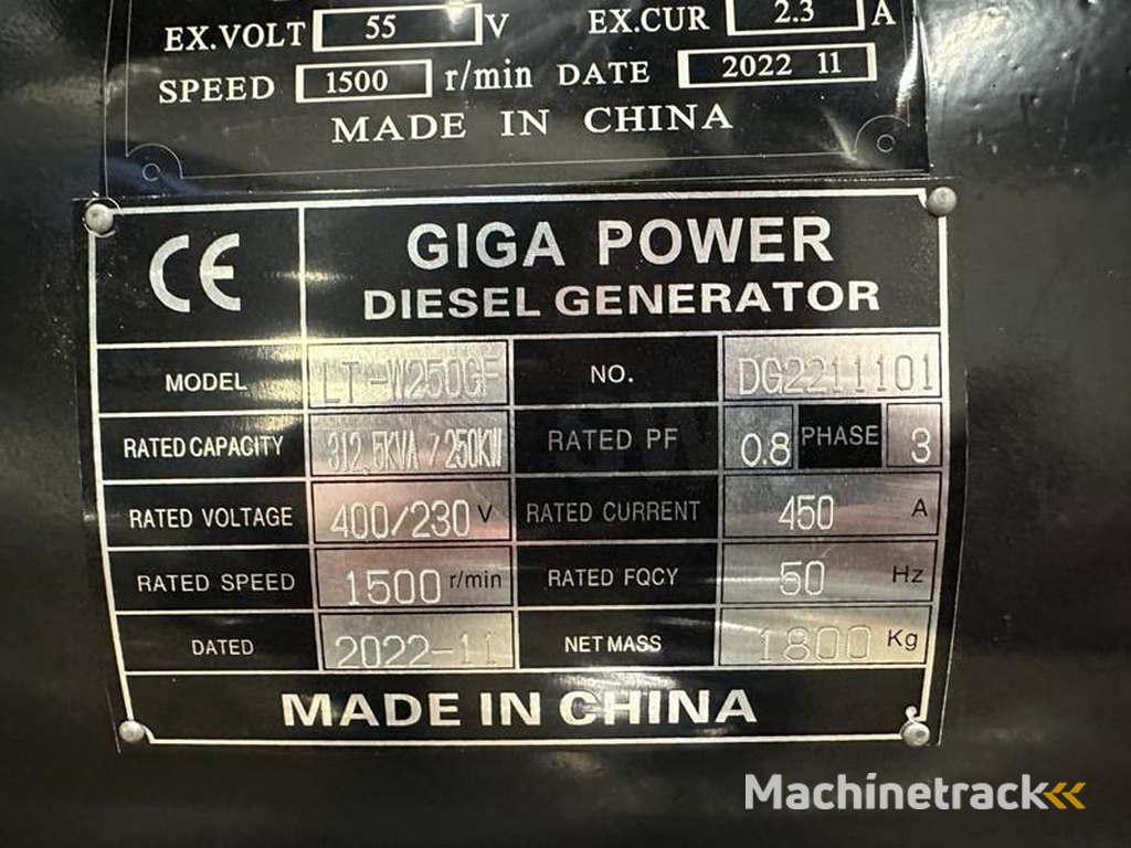 nc LT-W250GF 312.5 kVA Open generator