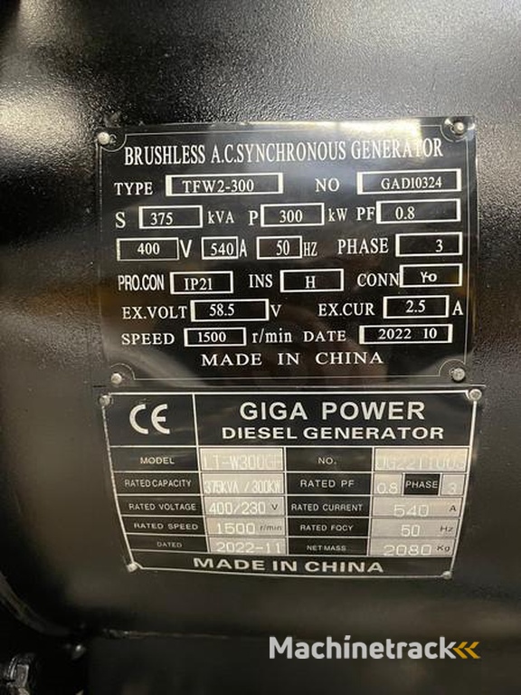 nc LT-W300GF 375 kVA open generator