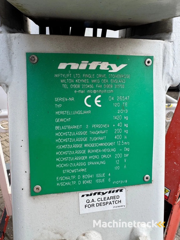 Niftylift 120TE Aanhangwagenhoogwerker aanhanger hoogwerker